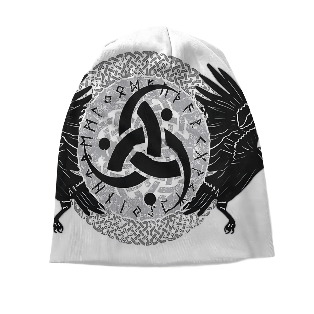 WorldNorse Raven Triple Horn of Odin Celtic Knot Beanie - image 1