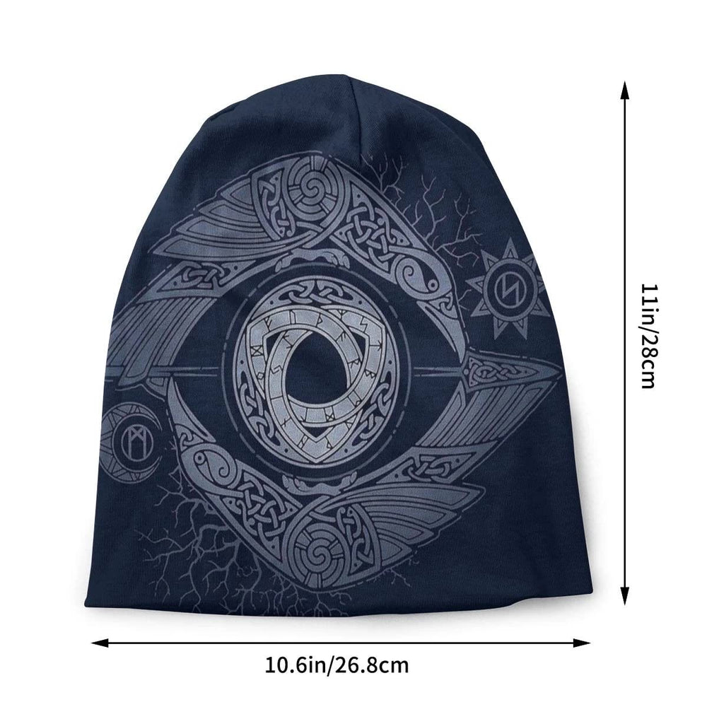WorldNorse Raven Triquetra Rune Navy Beanie  - image 1