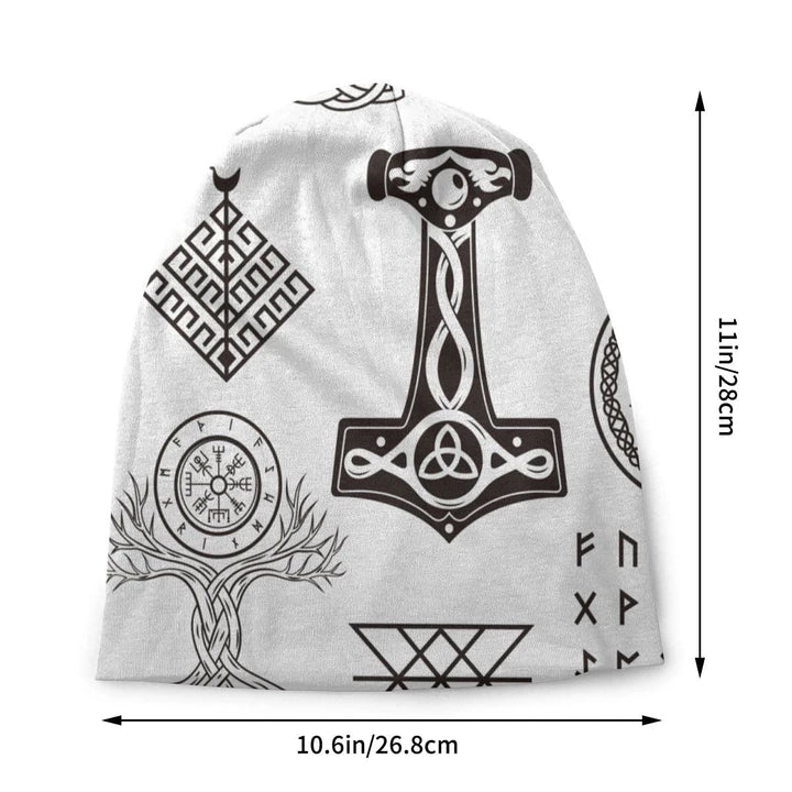 WorldNorse Mjolnir Yggdrasil Vegvisir Rune Beanie - image 2