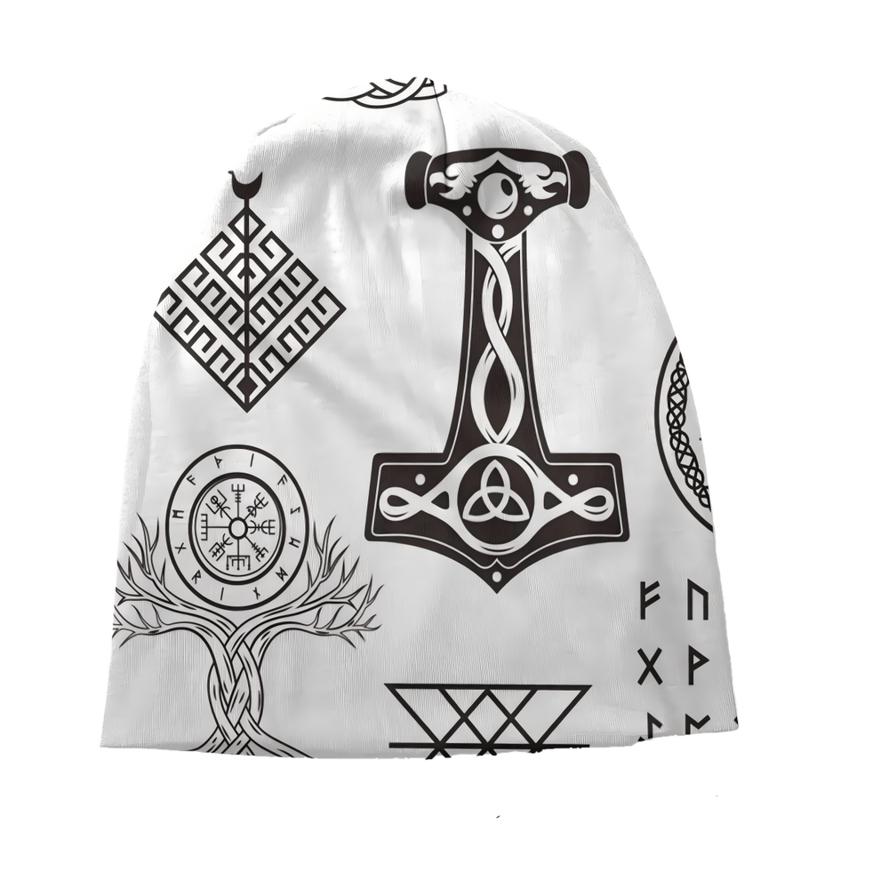 WorldNorse Mjolnir Yggdrasil Vegvisir Rune Beanie - image 1