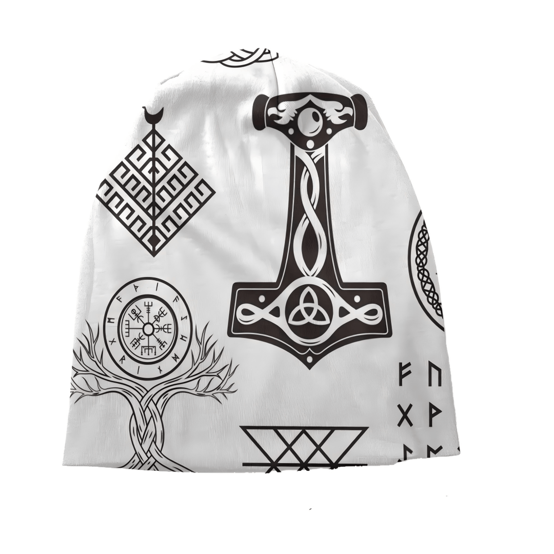 WorldNorse Mjolnir Yggdrasil Vegvisir Rune Beanie - image 1