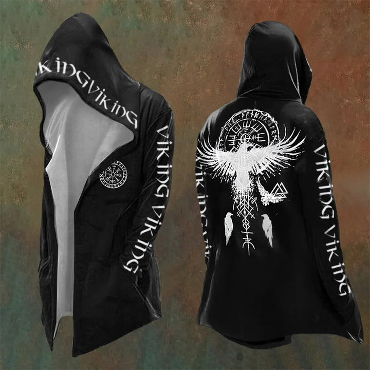 WorldNorse Men's  Vegvisir Raven Black Hooded Jacket - US/UK/AU48，EU58 (4XL) - image 0