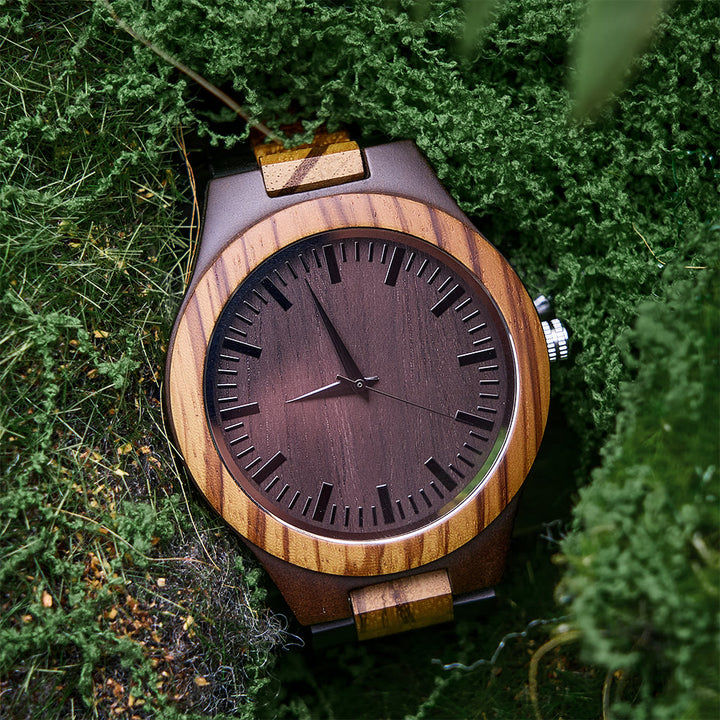 WorldNorse Two-Tone Wilderness-Striped Wooden Watch - image 1