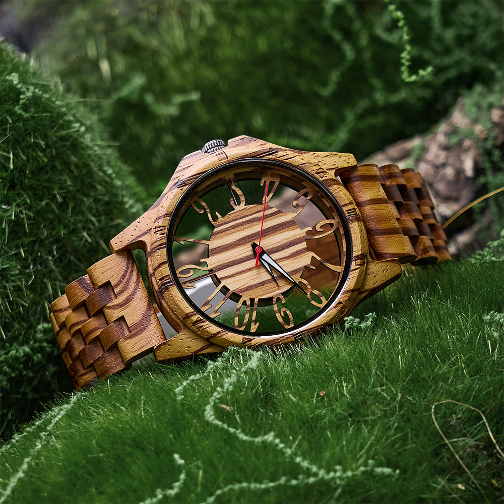 WorldNorse Solar Engraved Skeleton Wooden Watch - image 2