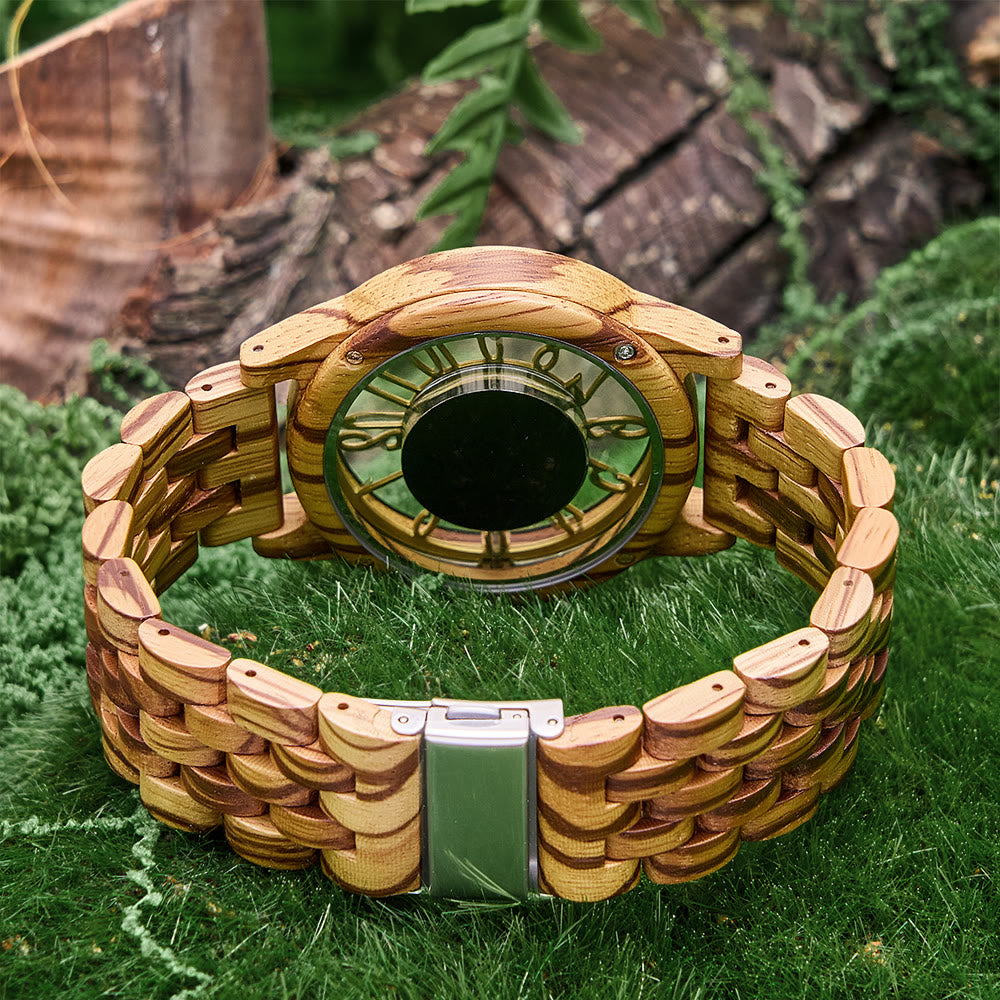 WorldNorse Solar Engraved Skeleton Wooden Watch - image 3