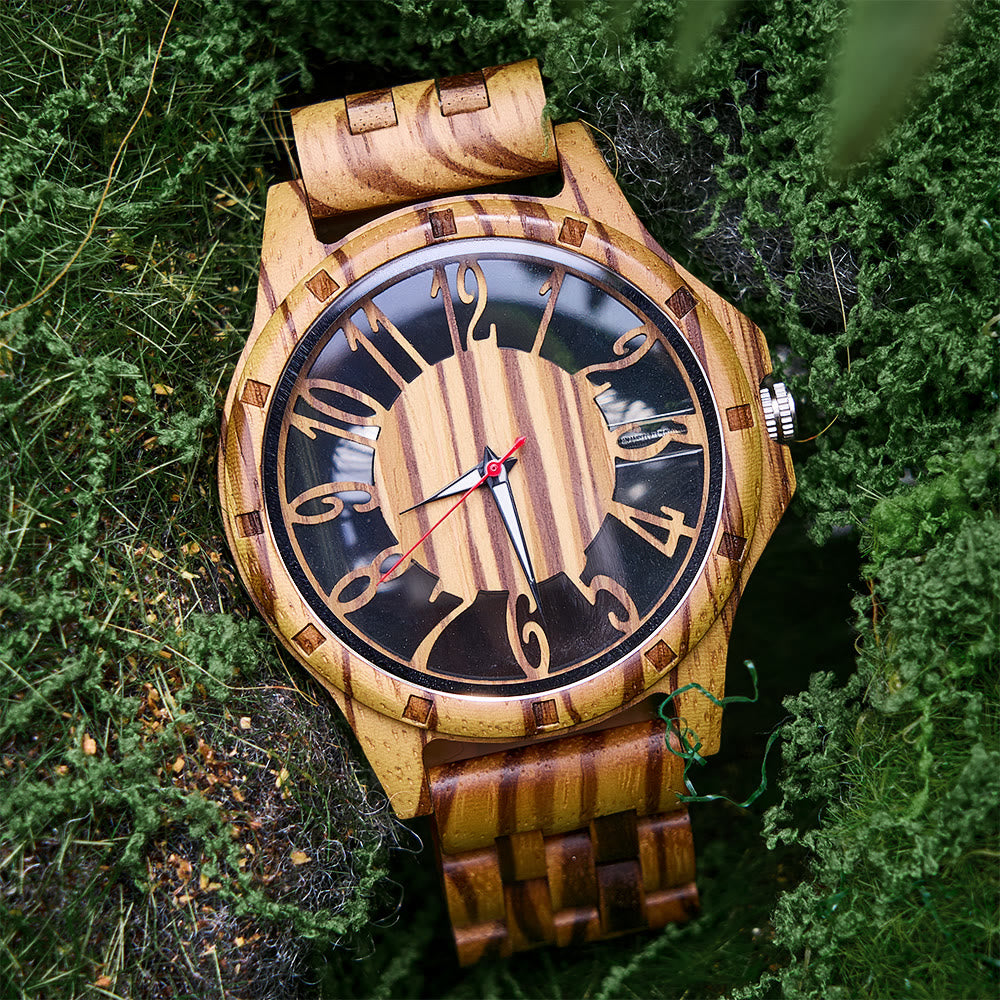 WorldNorse Solar Engraved Skeleton Wooden Watch - image 1