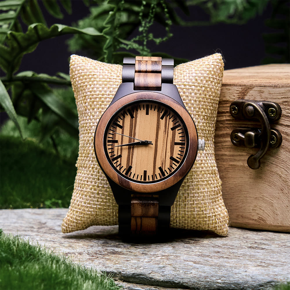 WorldNorse Minimalist Striped-Textured Wooden Watch - Vertical Stripe - image 0