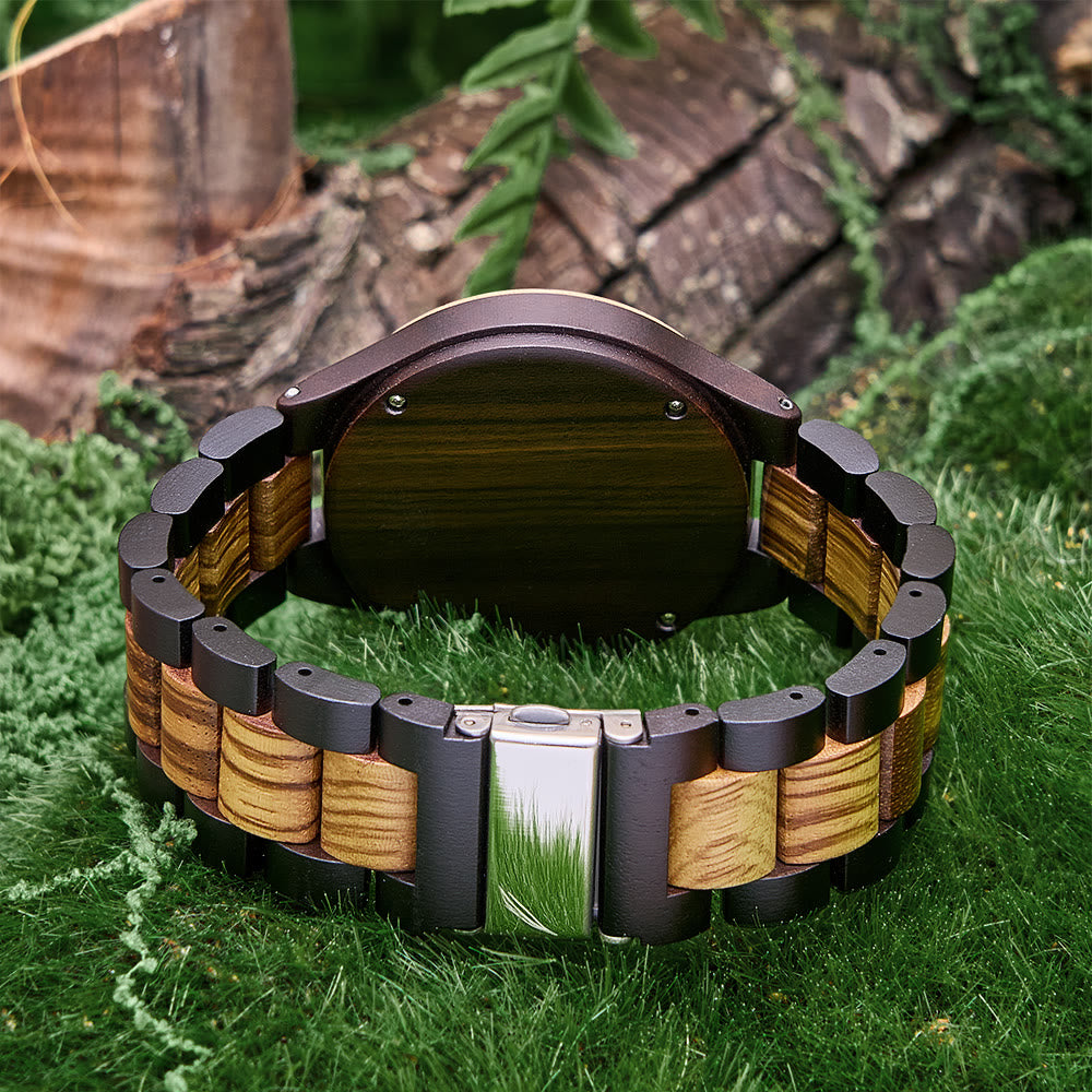 WorldNorse Minimalist Striped-Textured Wooden Watch - image 3