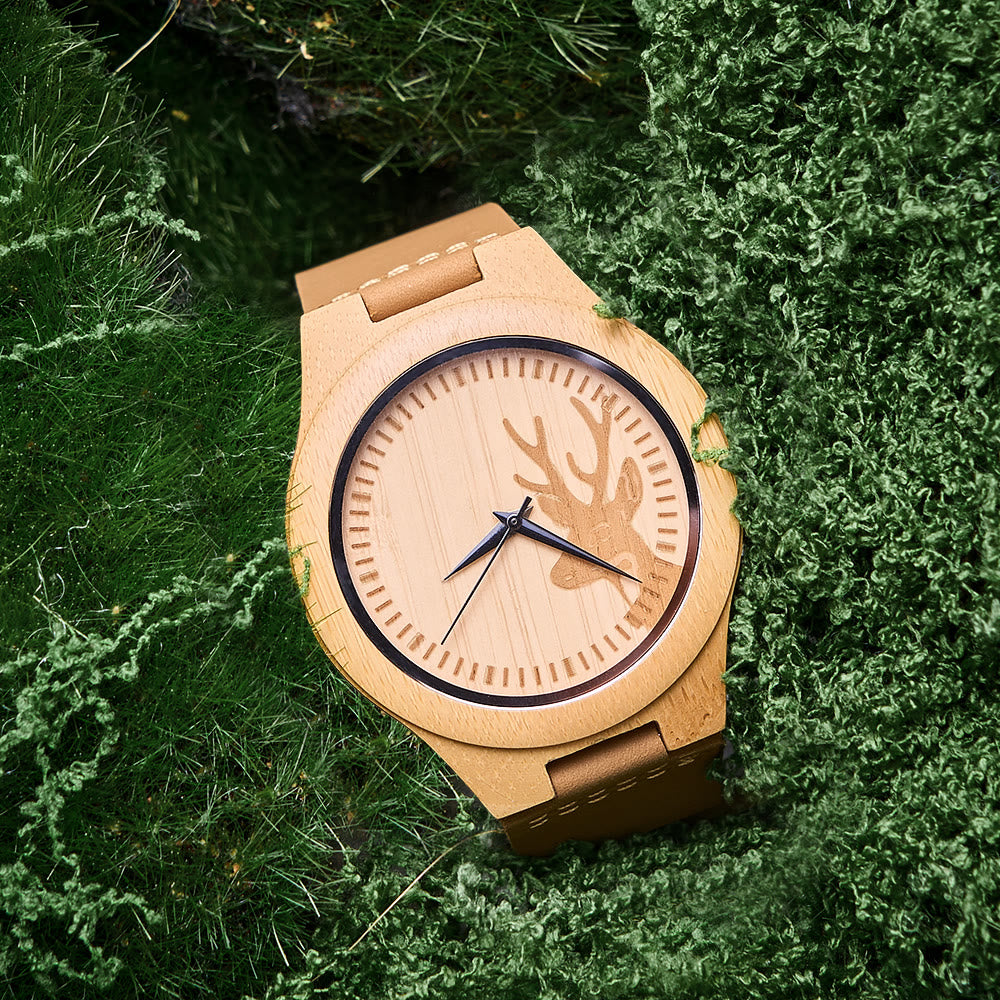 WorldNorse Elk-Profile Textured Wooden Watch - image 1