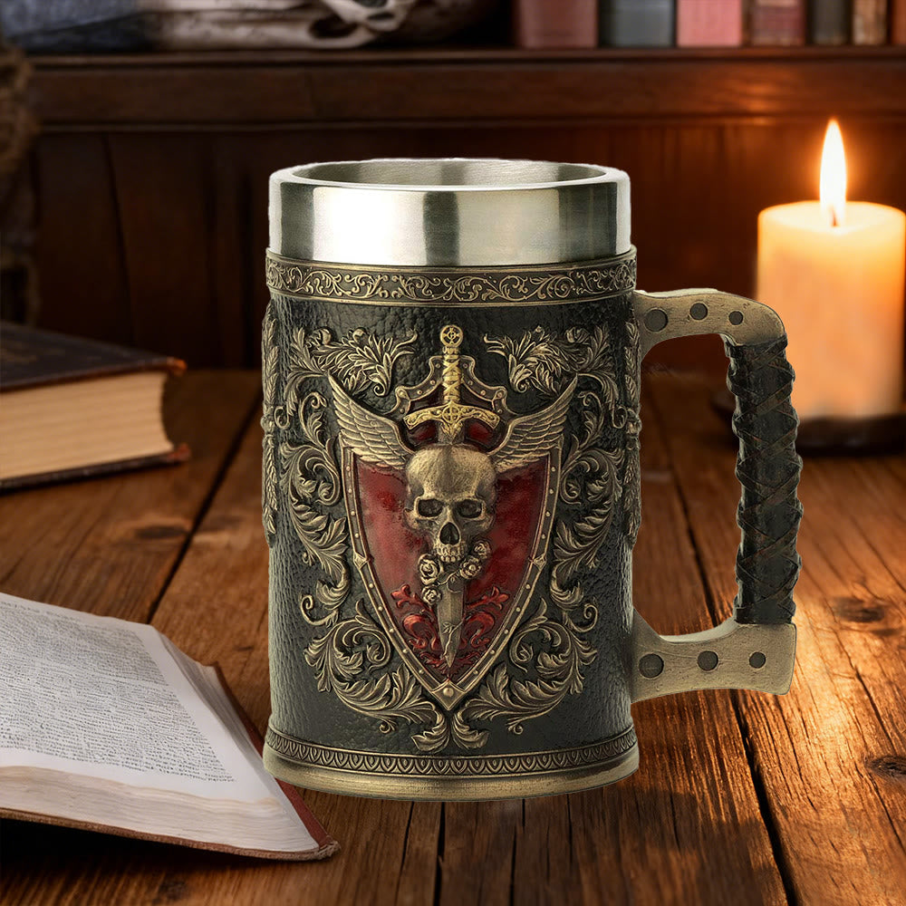 WorldNorse Gothic Skull Winged Sword Mug - image 1