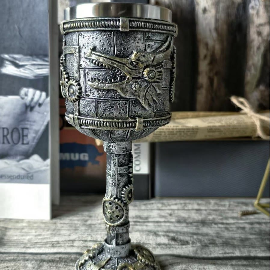 WorldNorse Steampunk Dragon Gear Emblem Goblet - image 4