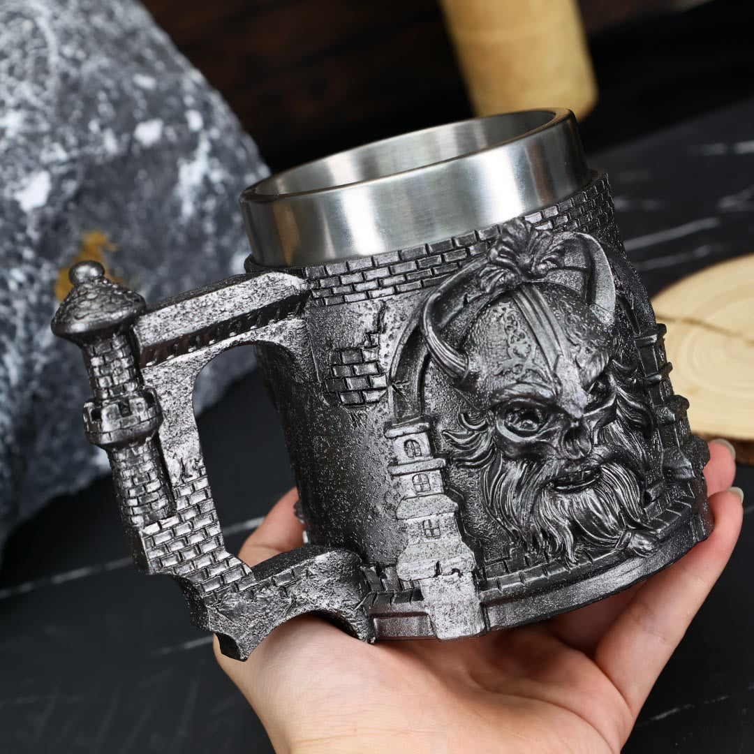 WorldNorse Viking Fortress Skull Mug - image 1