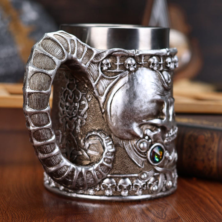 WorldNorse Gothic Skull Gem Embellished Serpent Mug - image 1