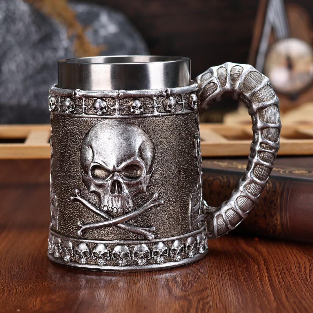 WorldNorse Gothic Skull Gem Embellished Serpent Mug - image 3