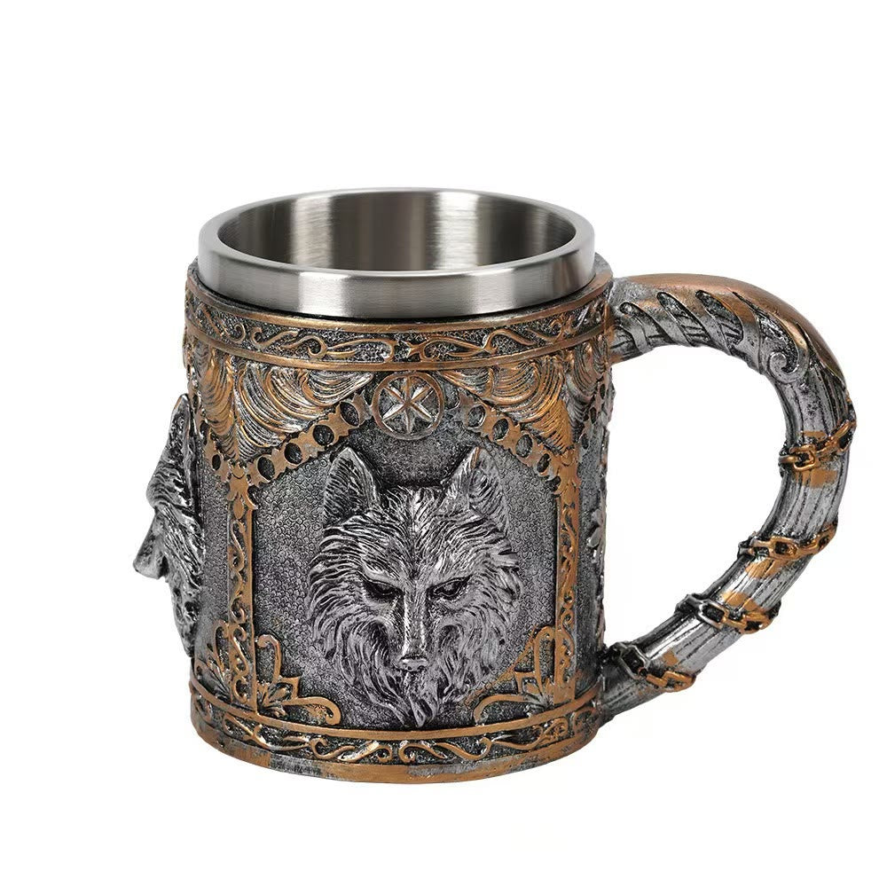 WorldNorse Wolf Head Encrusted Scroll Mug - image 4