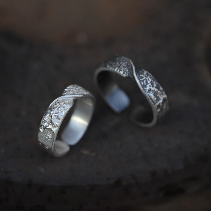 WorldNorse 999 Sterling Silver Rugged Encrusted Twist Artisan Ring - image 0