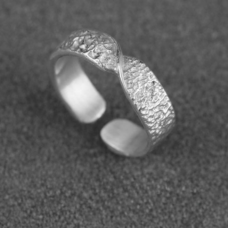 WorldNorse 999 Sterling Silver Rugged Encrusted Twist Artisan Ring - Silver White - image 1