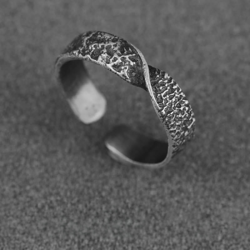 WorldNorse 999 Sterling Silver Rugged Encrusted Twist Artisan Ring - Retro Black - image 2