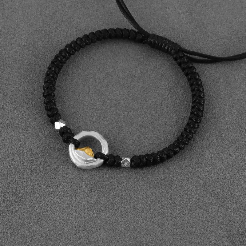 WorldNorse 999 Sterling Silver Artisan Braided Rope Contrast Bracelet - Silver White - image 1