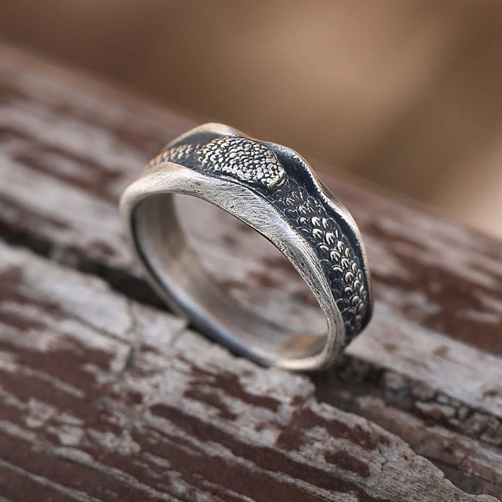 WorldNorse 999 Sterling Silver Serpent Scale Encrusted Handcrafted Ring - image 3