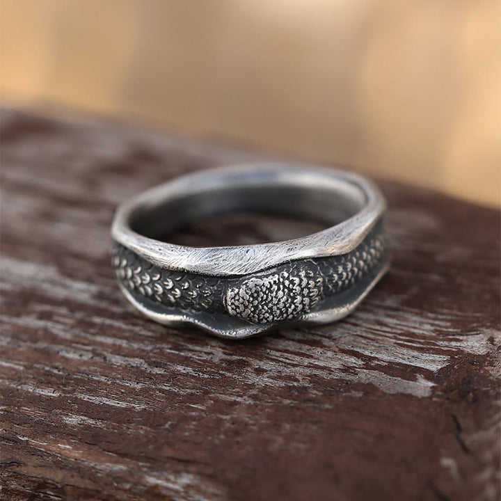 WorldNorse 999 Sterling Silver Serpent Scale Encrusted Handcrafted Ring - AU Size V1/2 (US 11) - image 0