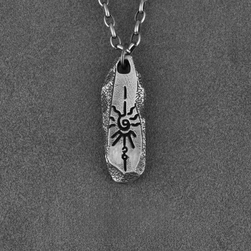 WorldNorse 999 Sterling Silver Rugged Sun Symbol Artisan Necklace - With 60cm Egg-shaped Chain - image 2