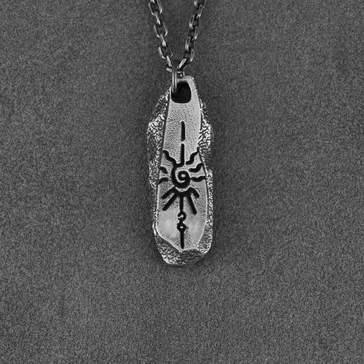 WorldNorse Handcrafted 999 Silver Rugged Sun Symbol Artisan Necklace - With 55cm Diamond Chain - NO THANKS - image 1