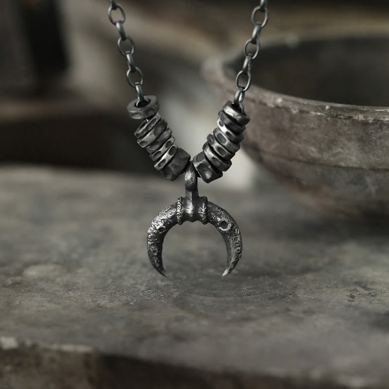 WorldNorse 999 Sterling Silver Crescent Moon Rugged Textured Necklace - image 5