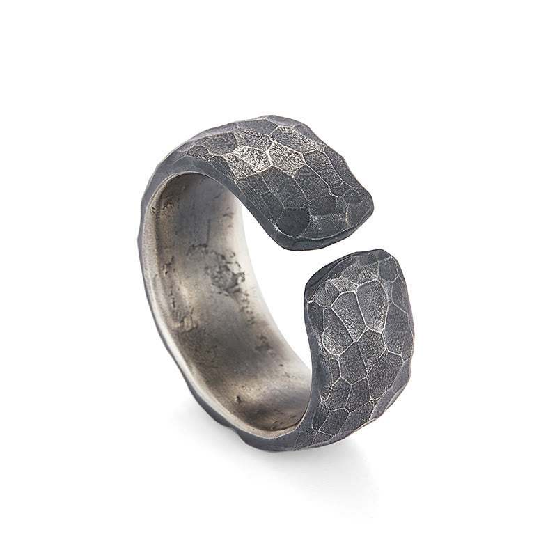 WorldNorse Handcrafted 999 Silver Lava Encrusted Gold Veined Ring - image 3
