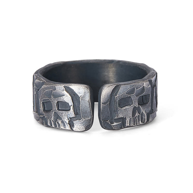 WorldNorse 999 Sterling Silver Rugged Skull Carved Textured Ring - image 4