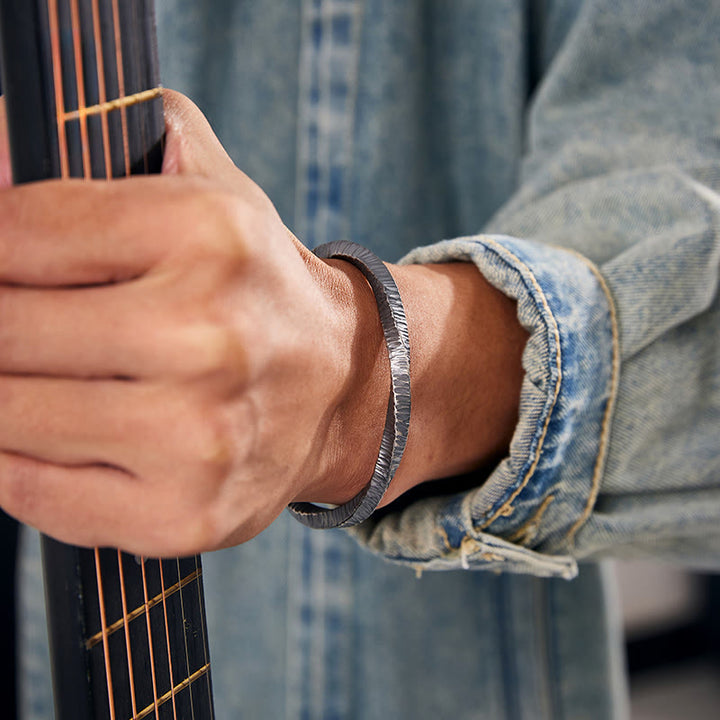 WorldNorse 999 Sterling Silver Rugged Ribbed Embossed Cuff Bracelet - image 6