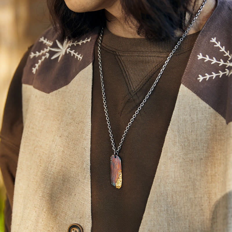 WorldNorse 999 Sterling Gold Iridescent Textured Bar Encrusted Necklace - image 1