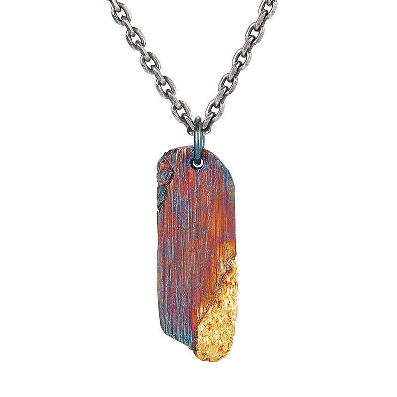 WorldNorse Handcrafted 999 Gold Iridescent Textured Bar Encrusted Necklace - image 2