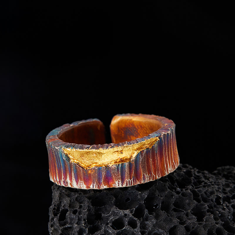 WorldNorse 999 Sterling Silver Iridescent Textured Hammered Ring - image 2