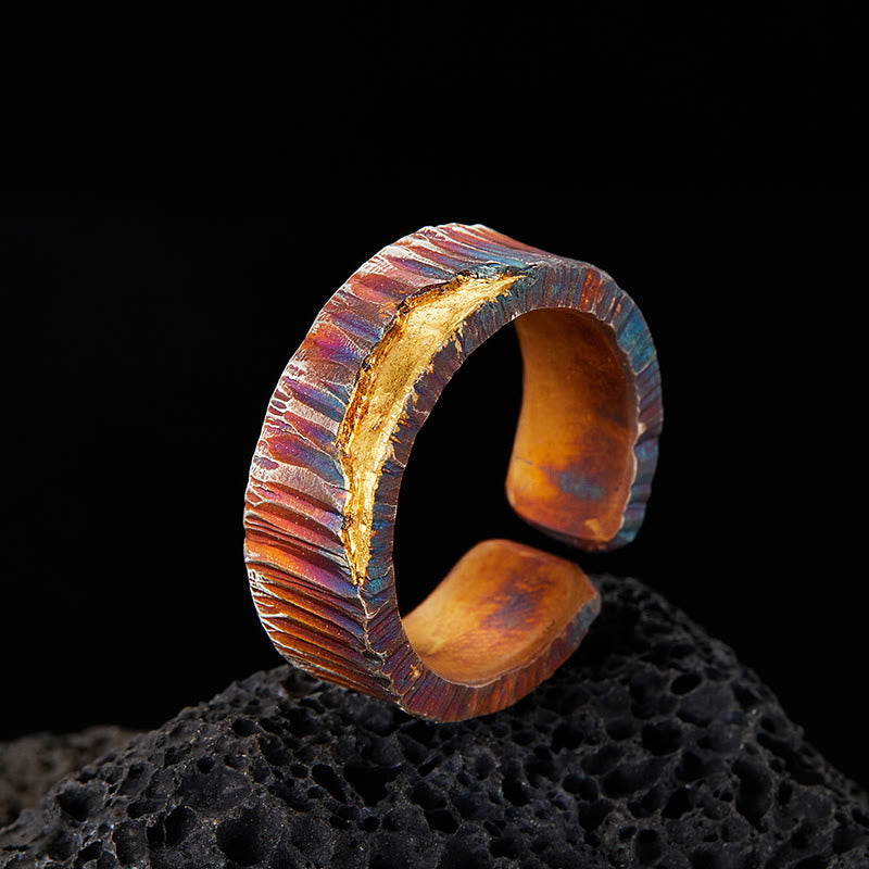 WorldNorse Handcrafted 999 Silver Iridescent Textured Hammered Ring - Inner Circumference 65-67.5 cm - NO THANKS - image 0