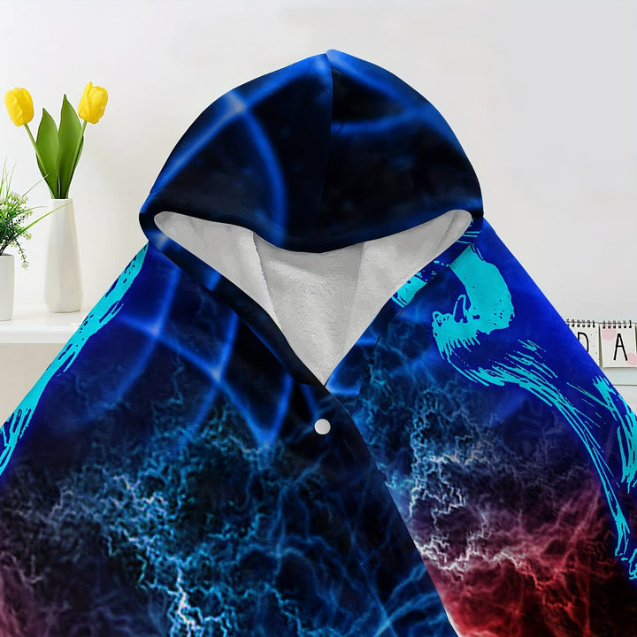 WorldNorse Storm Howling Wolf Hooded Blanket - image 4