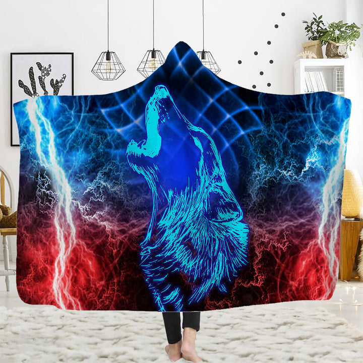 WorldNorse Storm Howling Wolf Hooded Blanket - 150x200cm - image 1