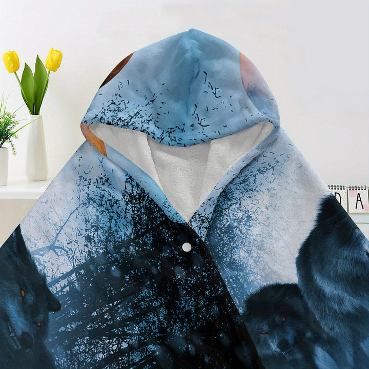 WorldNorse Shadowed Grove Wolf Hooded Blanket - image 3