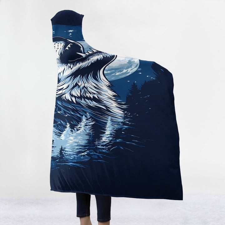 WorldNorse Starlit Tundra Wolf Hooded Blanket - image 2