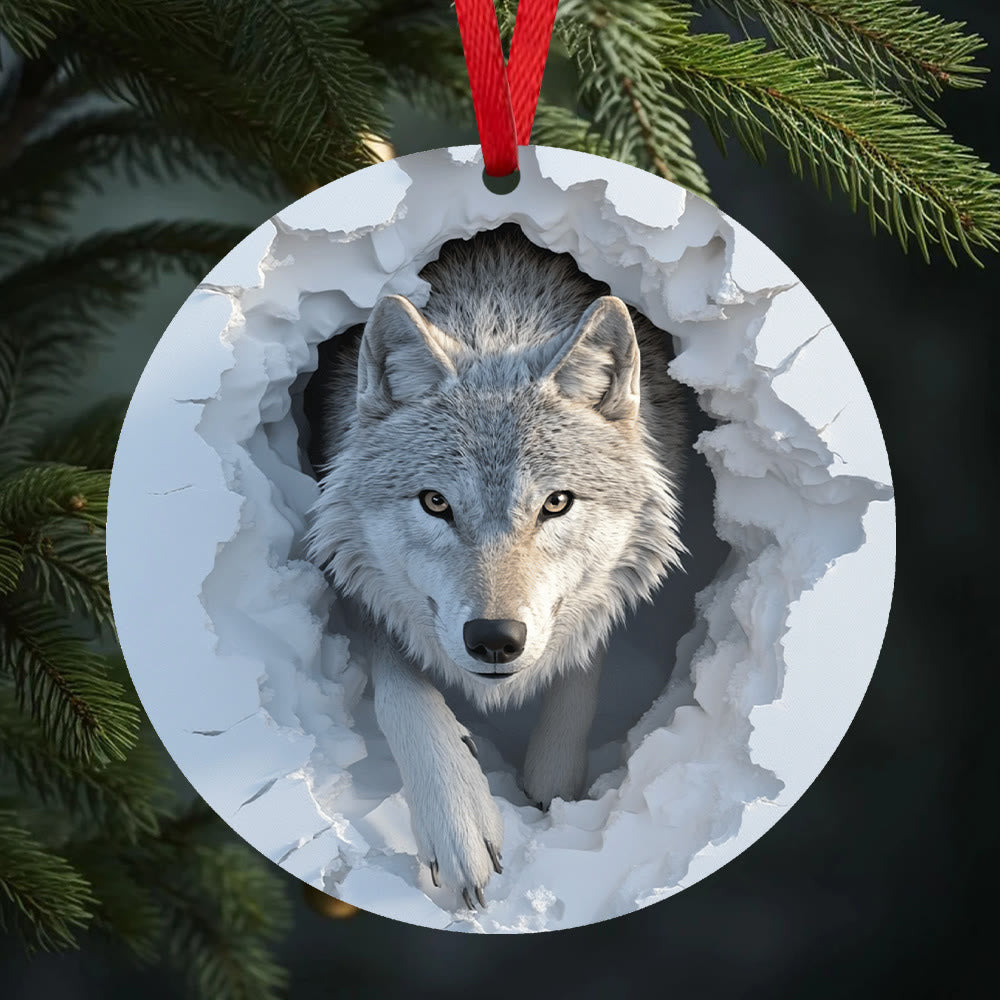 WorldNorse Shattered Frostscape Wolf Christmas Hanging Ornament - image 2
