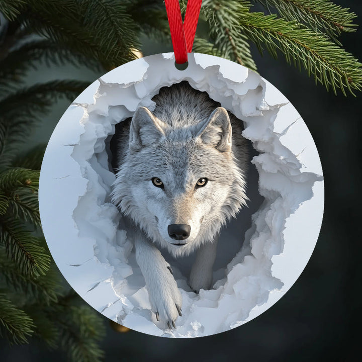 WorldNorse Shattered Frostscape Wolf Christmas Hanging Ornament - image 2