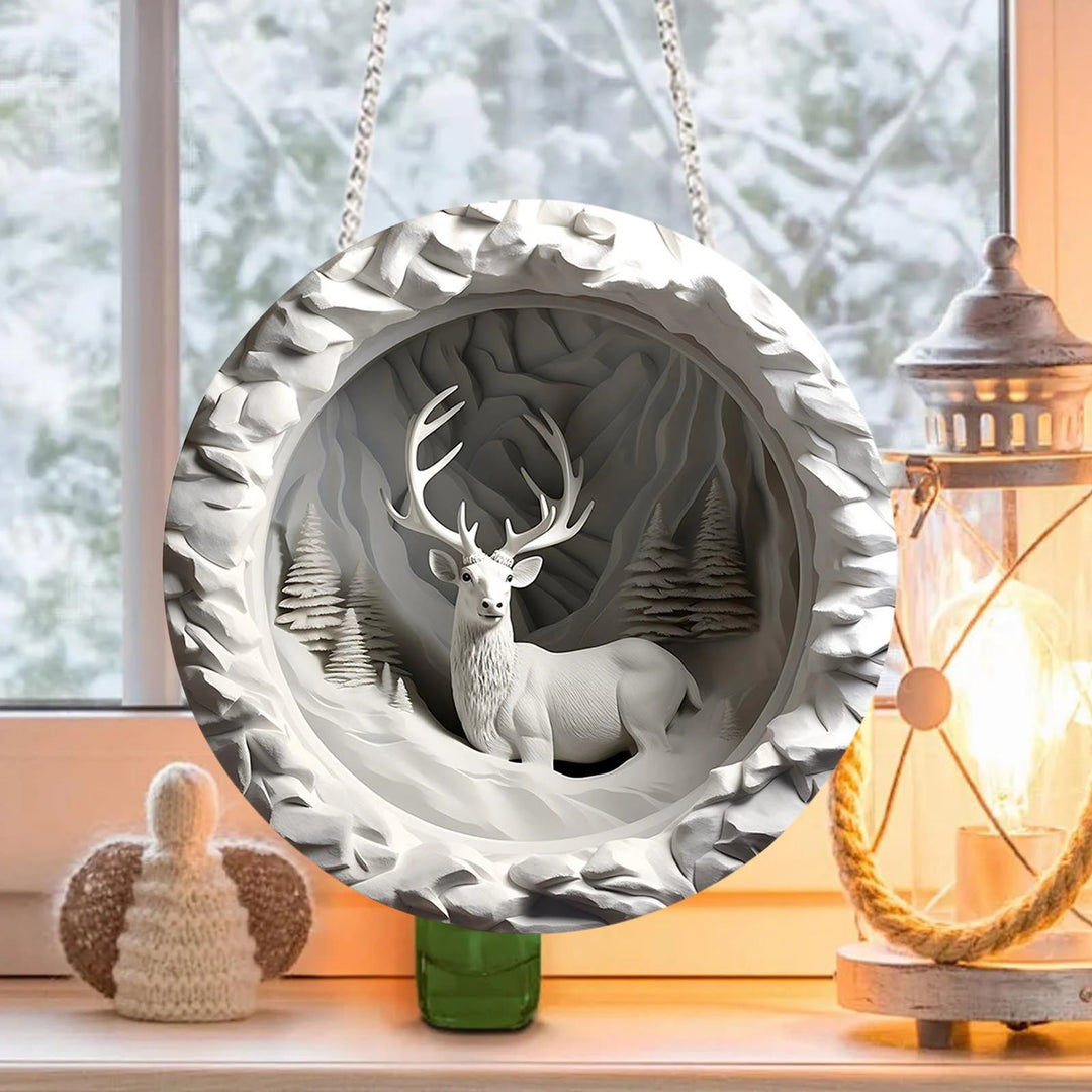 WorldNorse Frosted Snowdune Deer Christmas Hanging Ornament - image 2