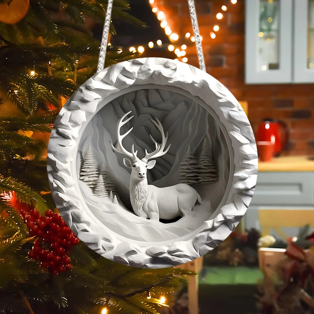 WorldNorse Frosted Snowdune Deer Christmas Hanging Ornament - image 1