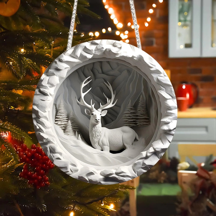 WorldNorse Frosted Snowdune Deer Christmas Hanging Ornament - image 1