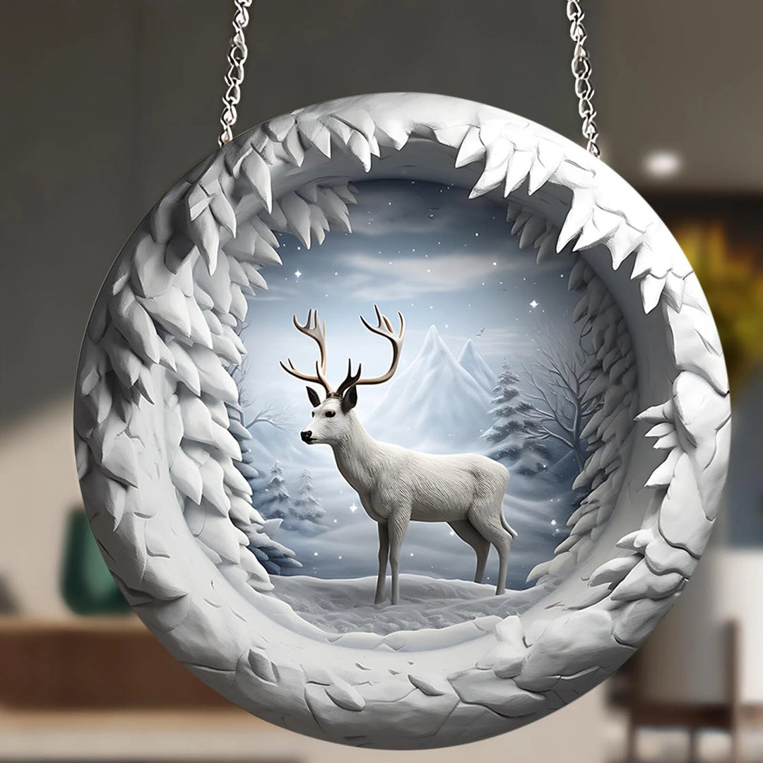 WorldNorse Starry Snow Mountain Deer Christmas Hanging Ornament - image 3