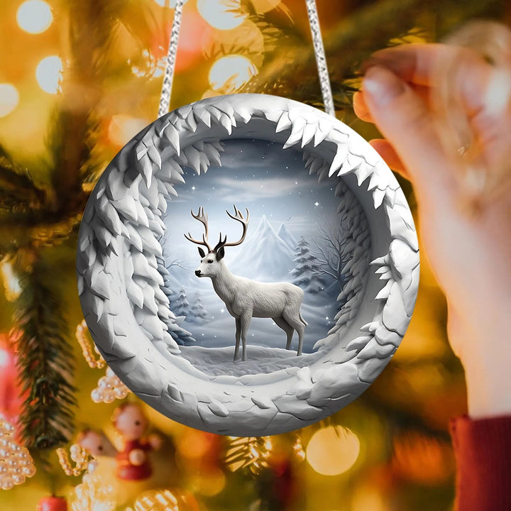 WorldNorse Starry Snow Mountain Deer Christmas Hanging Ornament - Snow Mountain Deer - image 0