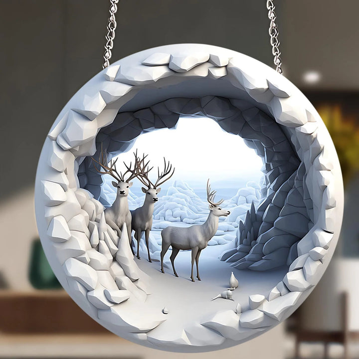 WorldNorse Frosted Grotto Deer Christmas Hanging Ornament - image 3
