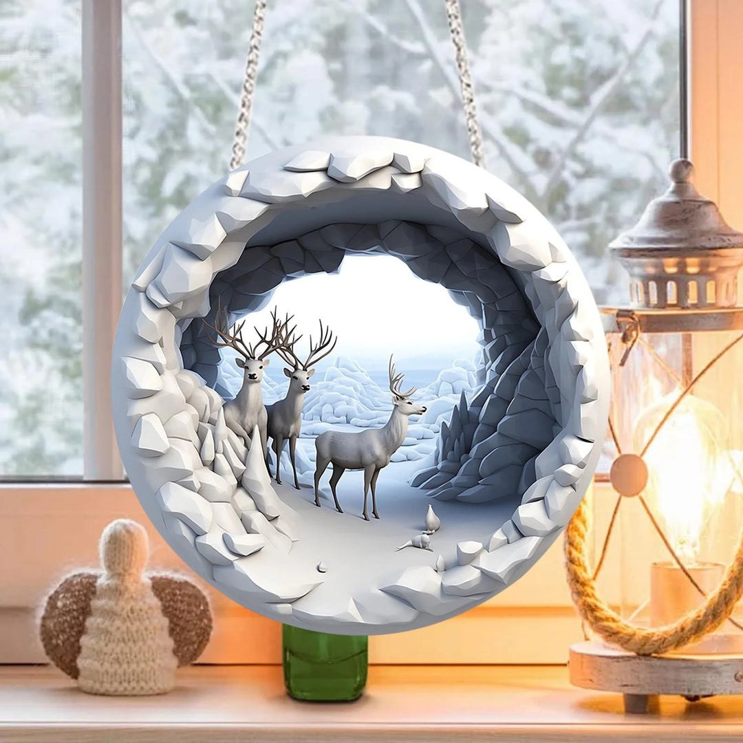 WorldNorse Frosted Grotto Deer Christmas Hanging Ornament - image 2