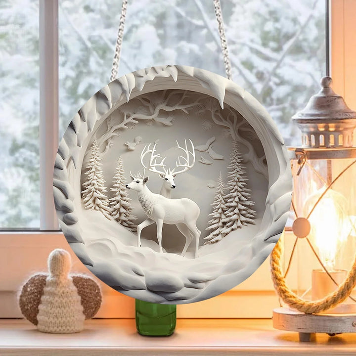 WorldNorse Snowy Woods Dual Deer Christmas Hanging Ornament - image 2