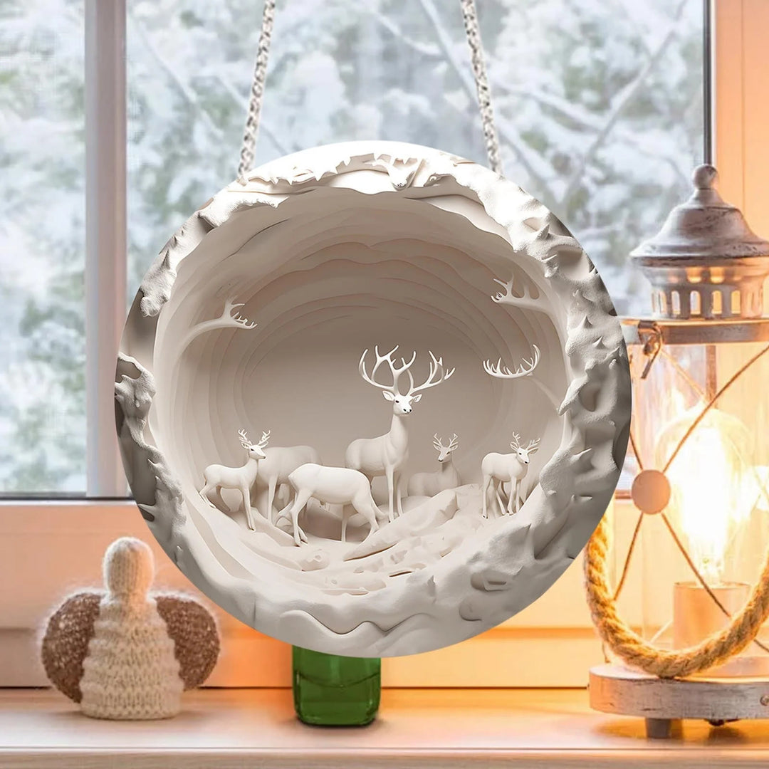 WorldNorse Textured Ivory Cave Deer Christmas Hanging Ornament - image 2